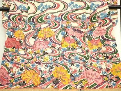平和屋着物●豪華振袖 紅型 流水花文 正絹 逸品 DABA4628az