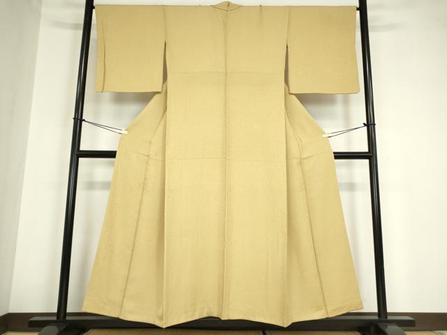 平和屋着物●上質な色無地 舞花地紋 卵色 正絹 逸品 DABA4638az