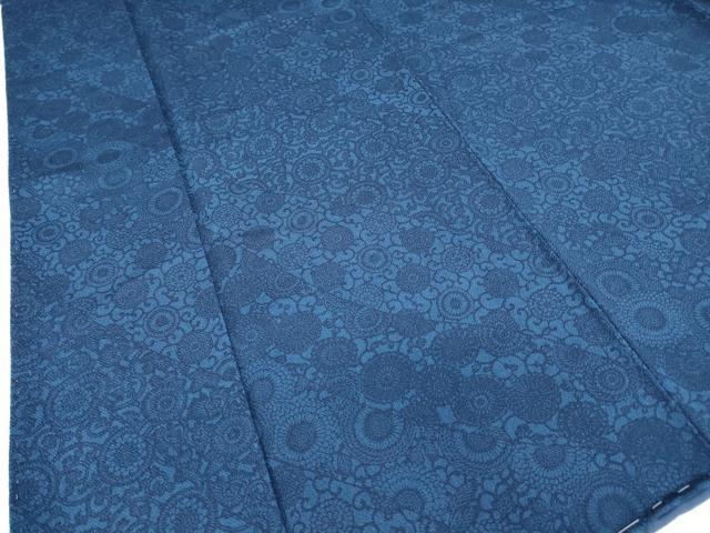 平和屋着物●阿波藍伝統工芸　金子正　本藍　型絵染　小紋　幾何学文　鬼しぼ縮緬　ロング丈　正絹　逸品　未使用　DABA4639az