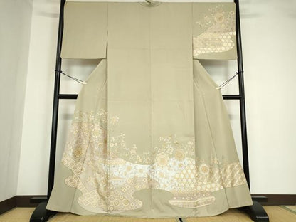 平和屋着物●訪問着 総刺繍 正倉院花文 金糸 正絹 逸品 DABA4641az