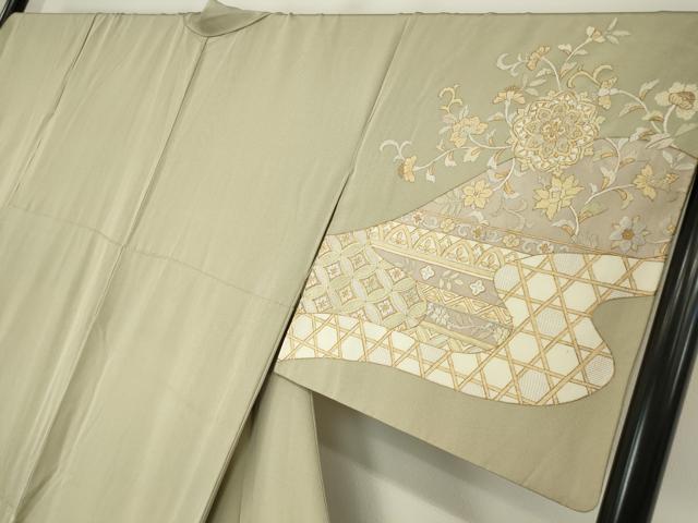 平和屋着物●訪問着 総刺繍 正倉院花文 金糸 正絹 逸品 DABA4641az