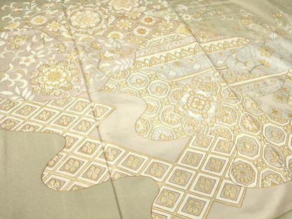 平和屋着物●訪問着 総刺繍 正倉院花文 金糸 正絹 逸品 DABA4641az