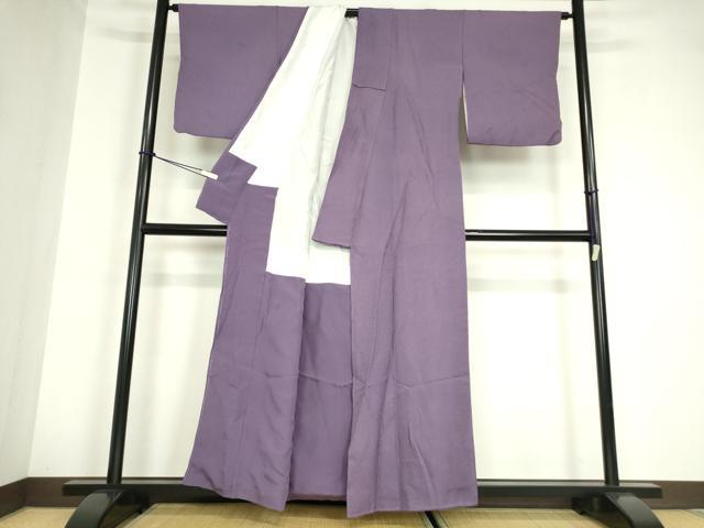 平和屋着物●上質な色無地 紋意匠 竜胆色 正絹 逸品 DABA4642az