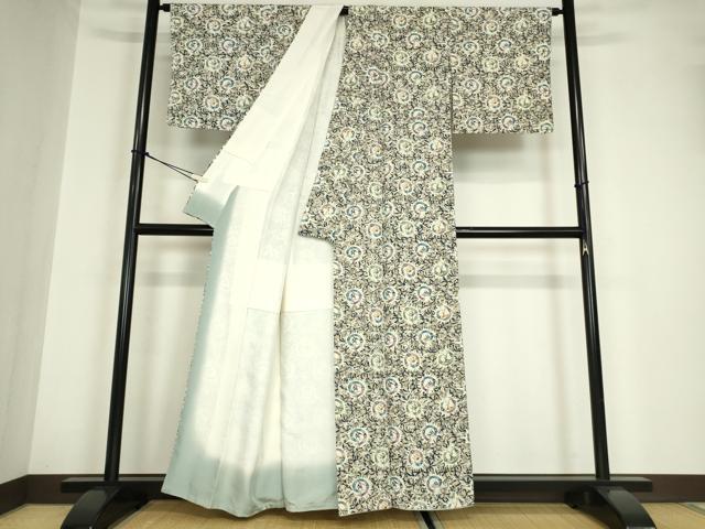 平和屋着物●極上　本場琉球紅型　小紋　笹竹丸文　正絹　逸品　DABA4646az