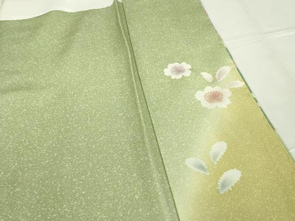 平和屋着物●訪問着 絞り 地紙花文 暈し染め 金彩 正絹 逸品 未使用 DABA4647az