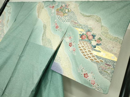 平和屋着物●訪問着 本場染大島紬 籬花文 金彩 正絹 逸品 DABA4650az