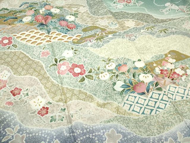 平和屋着物●訪問着 本場染大島紬 籬花文 金彩 正絹 逸品 DABA4650az