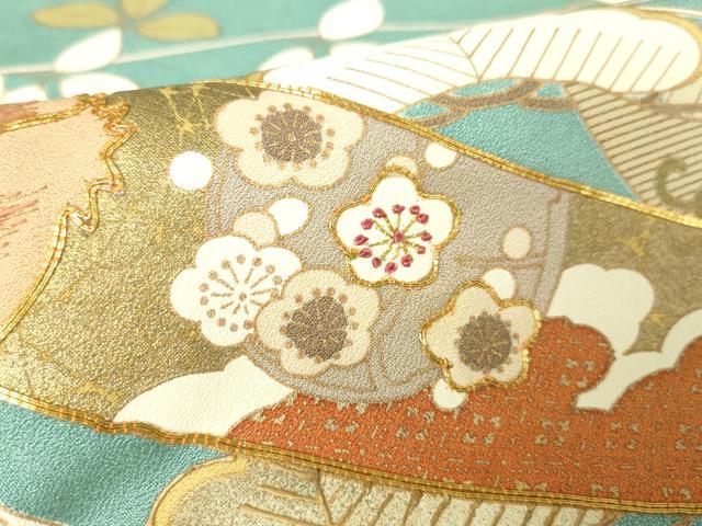 平和屋着物●豪華色留袖 駒刺繍 吉祥短冊流水花文 金彩 正絹 逸品 DABA4651az