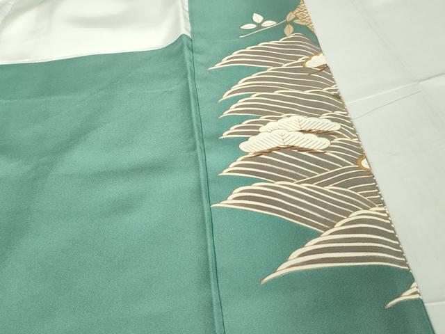 平和屋着物●豪華色留袖 駒刺繍 吉祥短冊流水花文 金彩 正絹 逸品 DABA4651az