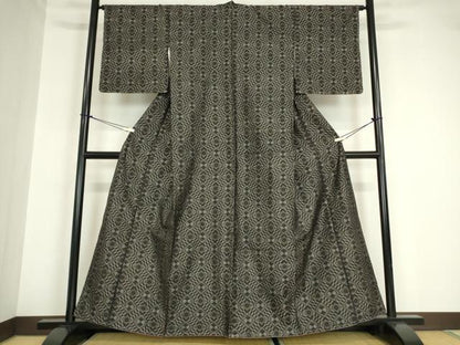 平和屋着物●本場大島紬 菱花文 正絹 逸品 未使用 DABA4653az