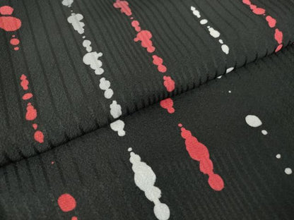 平和屋着物●訪問着　片身替わり　変わり縞　黒地　正絹　逸品　DABA4655az