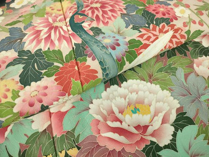 平和屋着物●本加賀友禅作家 鶴見保次 黒留袖 花鳥文 正絹 逸品 DABA4658az