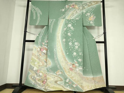 平和屋着物●訪問着 花文箱 辻が花 金彩 正絹 逸品 DABA4663az