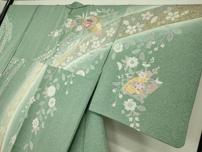 平和屋着物●訪問着 花文箱 辻が花 金彩 正絹 逸品 DABA4663az