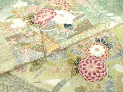 平和屋着物●訪問着 花文箱 辻が花 金彩 正絹 逸品 DABA4663az