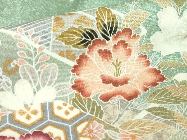 平和屋着物●訪問着 花文箱 辻が花 金彩 正絹 逸品 DABA4663az