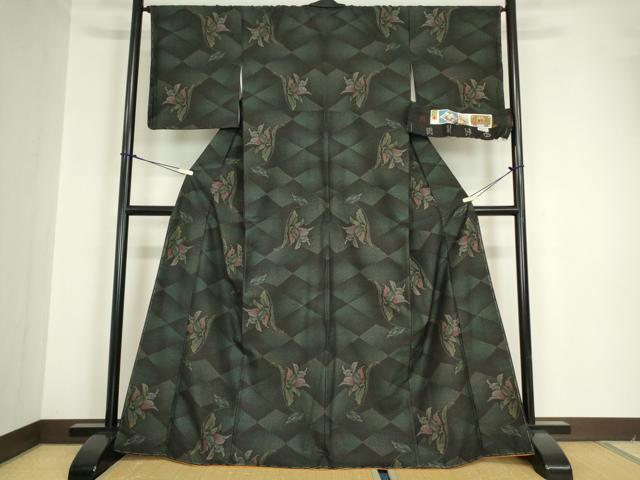 平和屋着物●本場大島紬 9マルキ 古代染色純泥染 草花文 西村織物謹製 証紙付き 正絹 逸品 未使用 DABA4670az