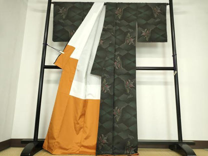 平和屋着物●本場大島紬 9マルキ 古代染色純泥染 草花文 西村織物謹製 証紙付き 正絹 逸品 未使用 DABA4670az