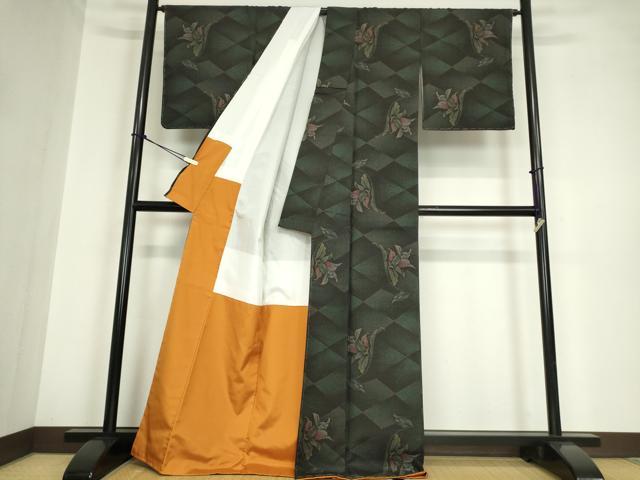 平和屋着物●本場大島紬 9マルキ 古代染色純泥染 草花文 西村織物謹製 証紙付き 正絹 逸品 未使用 DABA4670az