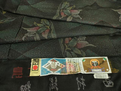 平和屋着物●本場大島紬 9マルキ 古代染色純泥染 草花文 西村織物謹製 証紙付き 正絹 逸品 未使用 DABA4670az