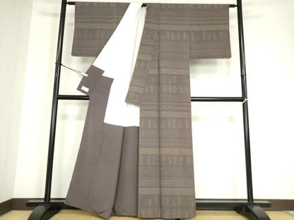 平和屋着物●訪問着 刺繍 横段草葉文 金彩 やまと金ラベル 正絹 逸品 DABA4674az