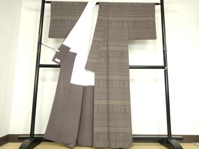 平和屋着物●訪問着 刺繍 横段草葉文 金彩 やまと金ラベル 正絹 逸品 DABA4674az