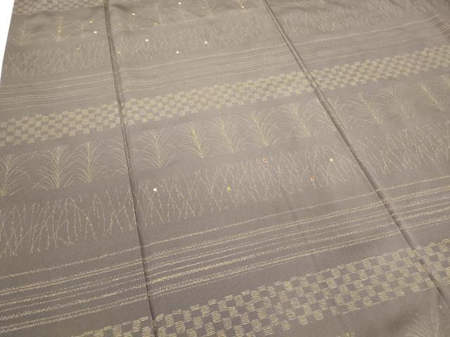 平和屋着物●訪問着 刺繍 横段草葉文 金彩 やまと金ラベル 正絹 逸品 DABA4674az