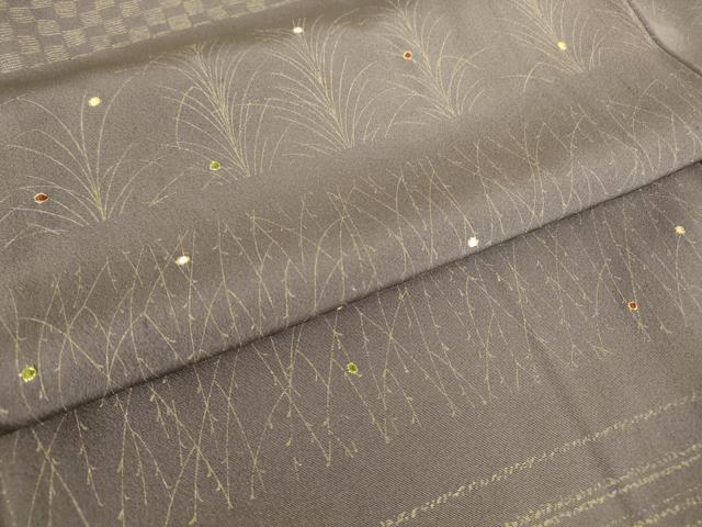 平和屋着物●訪問着 刺繍 横段草葉文 金彩 やまと金ラベル 正絹 逸品 DABA4674az