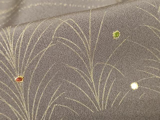 平和屋着物●訪問着 刺繍 横段草葉文 金彩 やまと金ラベル 正絹 逸品 DABA4674az
