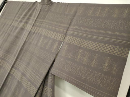 平和屋着物●訪問着 刺繍 横段草葉文 金彩 やまと金ラベル 正絹 逸品 DABA4674az