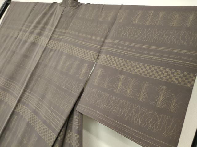 平和屋着物●訪問着 刺繍 横段草葉文 金彩 やまと金ラベル 正絹 逸品 DABA4674az