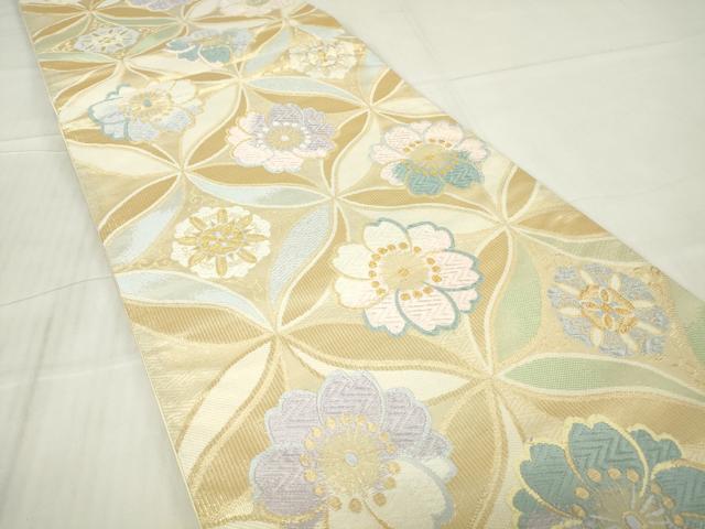 平和屋着物●六通柄袋帯 唐織 舞桜文 金糸 正絹 逸品 DABA4678az