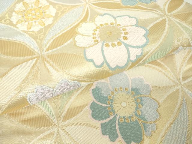 平和屋着物●六通柄袋帯 唐織 舞桜文 金糸 正絹 逸品 DABA4678az