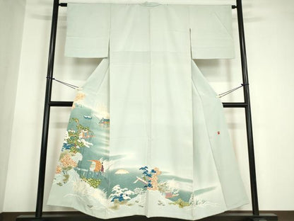 平和屋着物●豪色留袖 友禅 作家物 水辺人物風景文 正絹 逸品 DABA4704az