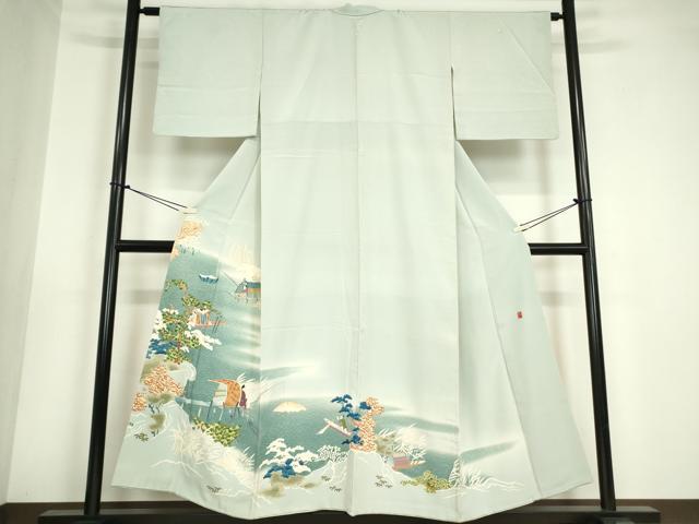 平和屋着物●豪色留袖 友禅 作家物 水辺人物風景文 正絹 逸品 DABA4704az