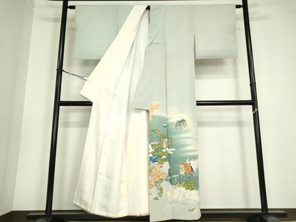 平和屋着物●豪色留袖 友禅 作家物 水辺人物風景文 正絹 逸品 DABA4704az