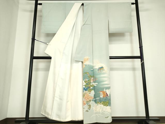 平和屋着物●豪色留袖 友禅 作家物 水辺人物風景文 正絹 逸品 DABA4704az