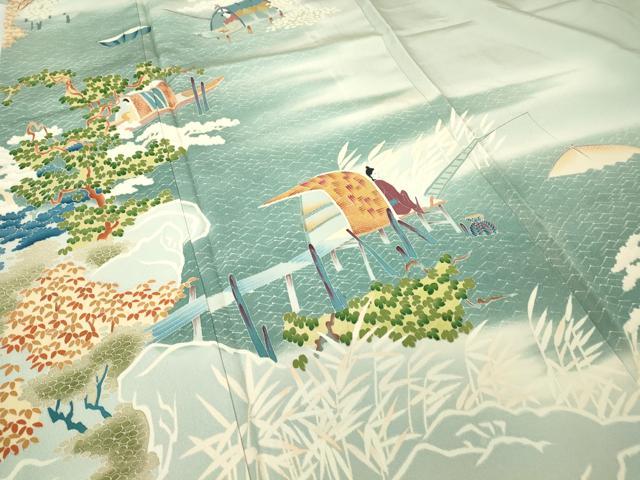 平和屋着物●豪色留袖 友禅 作家物 水辺人物風景文 正絹 逸品 DABA4704az