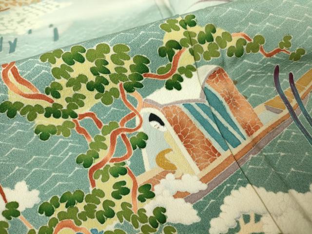 平和屋着物●豪色留袖 友禅 作家物 水辺人物風景文 正絹 逸品 DABA4704az