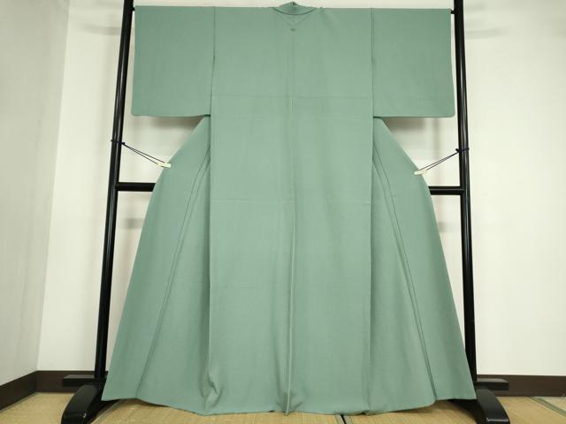 平和屋着物●洗える最高級着物　＜英＞はなぶさ謹製　色無地　千草色　洗える着物　DABA4706az