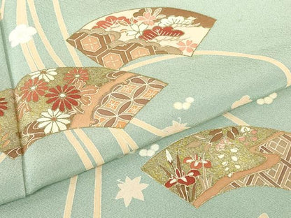 平和屋着物●訪問着 地紙花文 金彩 正絹 逸品 DABA4714az