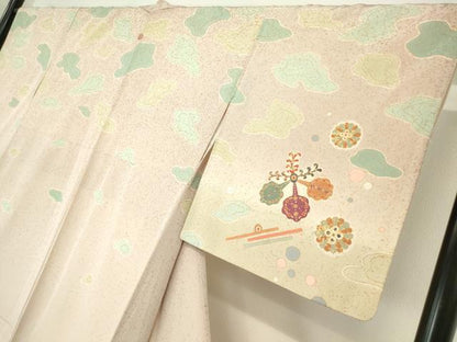 平和屋着物●京の名門 じゅらく謹製 訪問着 駒刺繍 舞花文 暈し染め 金彩 正絹 逸品DABA4715az