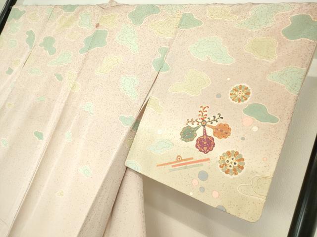 平和屋着物●京の名門 じゅらく謹製 訪問着 駒刺繍 舞花文 暈し染め 金彩 正絹 逸品DABA4715az
