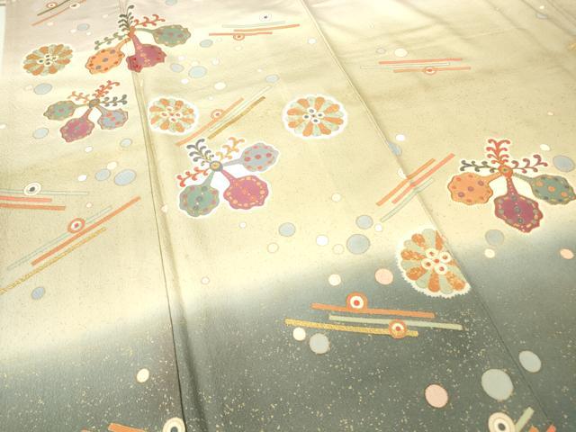 平和屋着物●京の名門 じゅらく謹製 訪問着 駒刺繍 舞花文 暈し染め 金彩 正絹 逸品DABA4715az