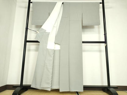 平和屋着物●上質な色無地 薄鈍色 正絹 逸品 DABA4716az