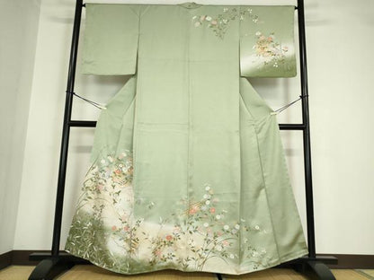 平和屋着物●訪問着 貝桶花文 暈し染め 金彩 正絹 逸品 未使用 DABA4718az