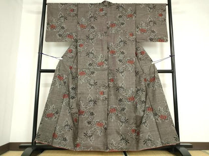 平和屋着物●本場大島紬 7マルキ 草花文 正絹 逸品 未使用 DABA4720az