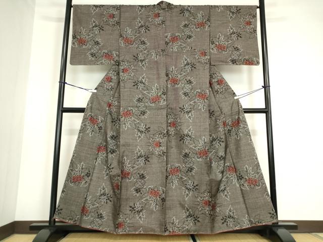 平和屋着物●本場大島紬 7マルキ 草花文 正絹 逸品 未使用 DABA4720az