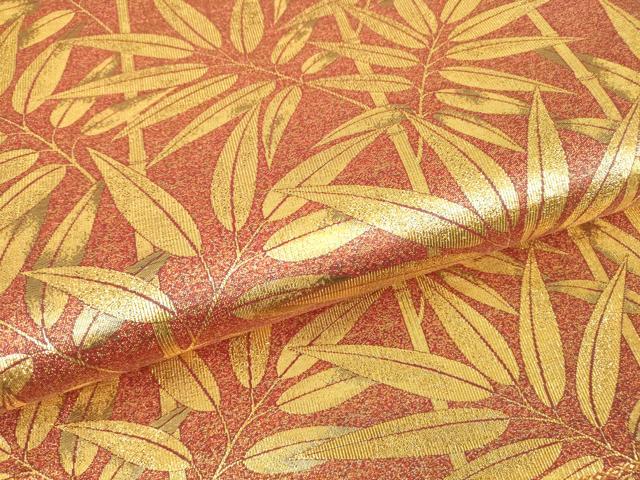 平和屋着物▼六通柄袋帯 笹竹文 金糸 正絹 逸品 DABA4753az