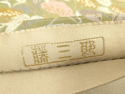 平和屋着物▼伝統工芸士 平田藤三郎 六通柄袋帯 秋草文 金糸 正絹 逸品 DABA4755az